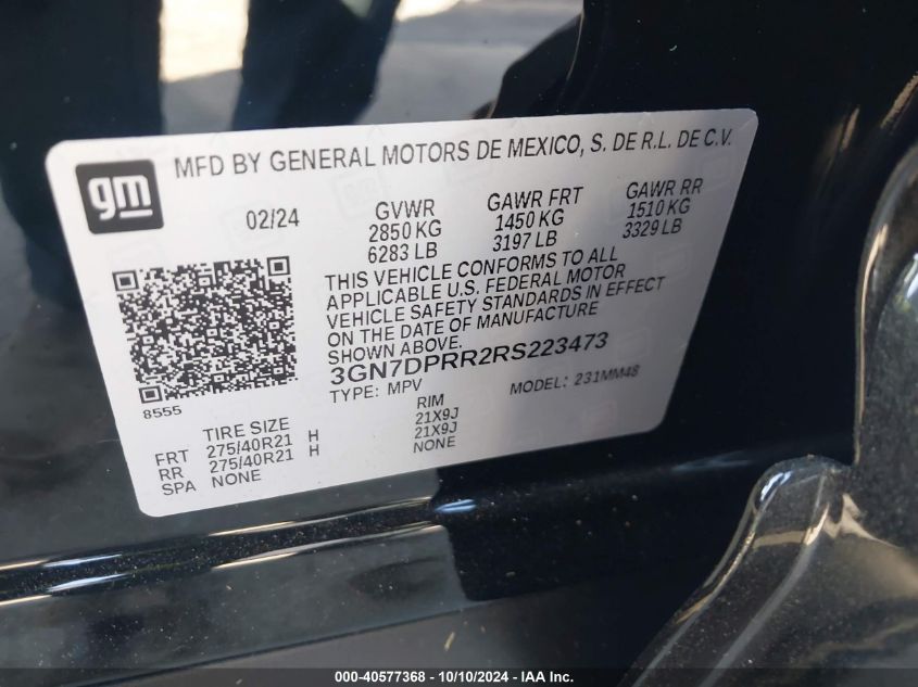 3GN7DPRR2RS223473 2024 Chevrolet Equinox Ev Rs