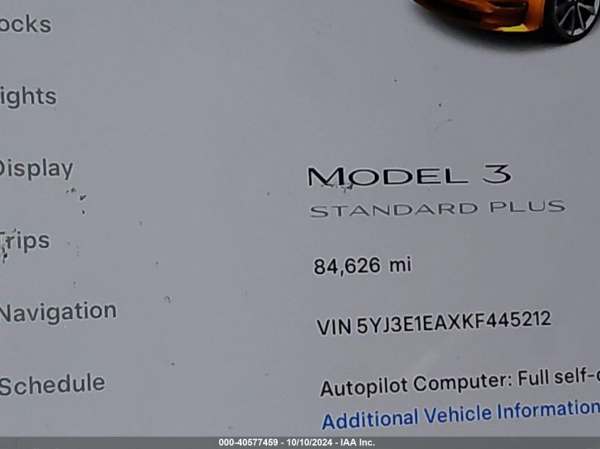 5YJ3E1EAXKF445212 2019 Tesla Model 3 Long Range/Mid Range/Standard Range/Standard Range Plus