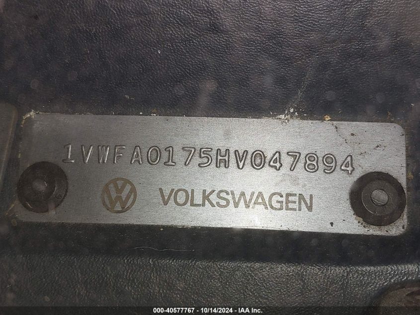 1987 Volkswagen Golf Gl VIN: 1VWFA0175HV047894 Lot: 40577767