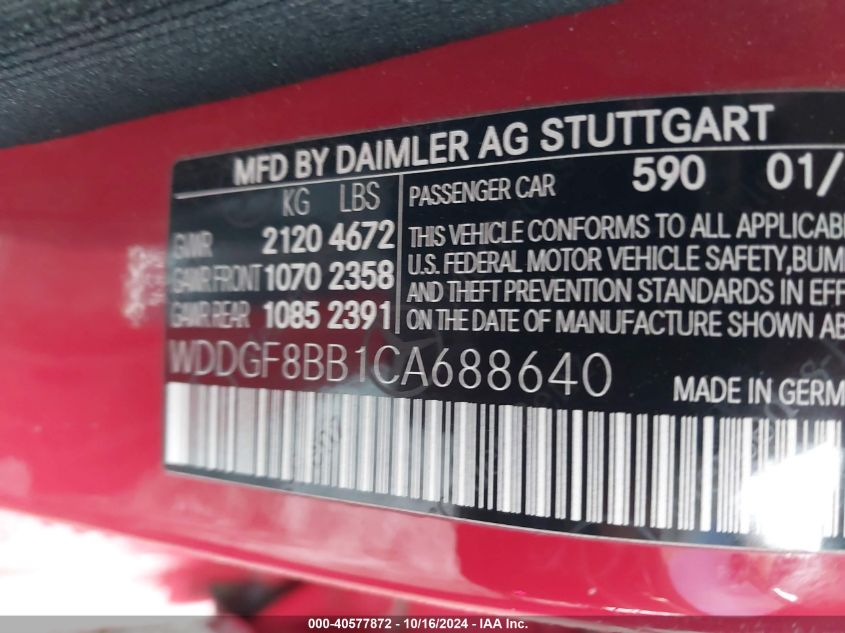 2012 Mercedes-Benz C 300 Luxury 4Matic/Sport 4Matic VIN: WDDGF8BB1CA688640 Lot: 40577872