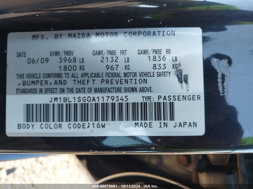 2010 Mazda Mazda3 I VIN: JM1BL1SG0A1179345 Lot: 40578861