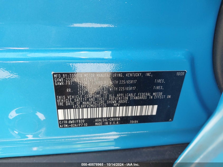 2021 TOYOTA RAV4 HYBRID LE - 4T3L6RFV2MU015135