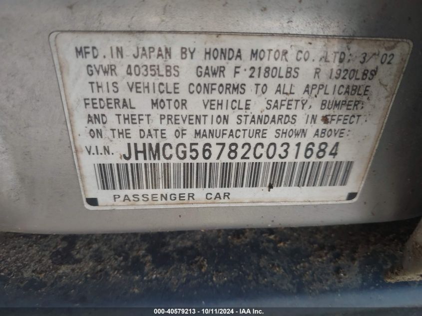 JHMCG56782C031684 2002 Honda Accord 2.3 Se