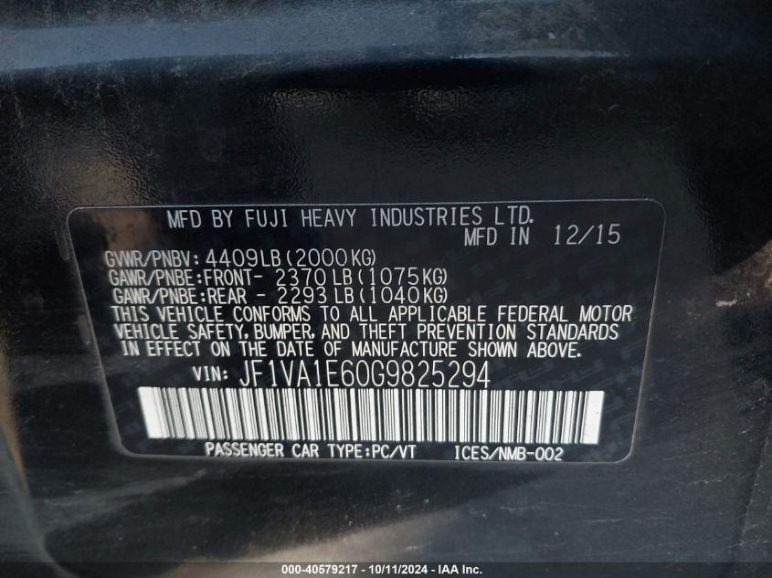 JF1VA1E60G9825294 2016 Subaru Wrx Premium