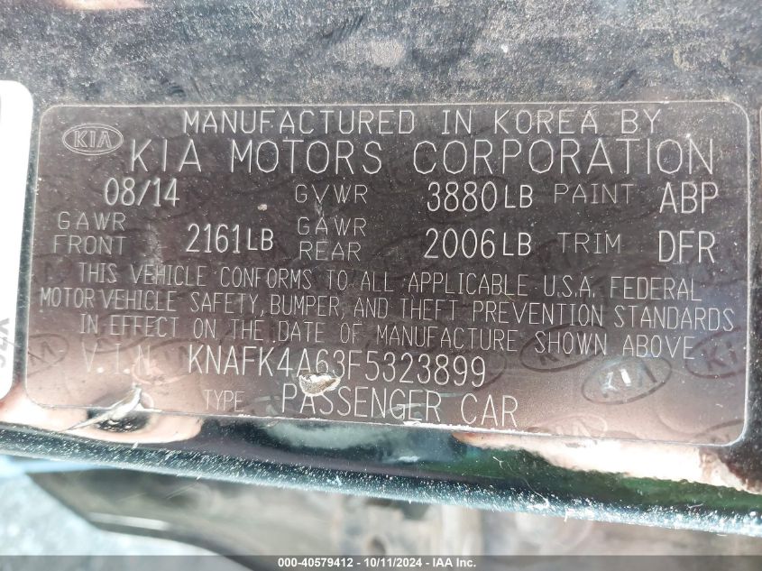 KNAFK4A63F5323899 2015 Kia Forte Lx