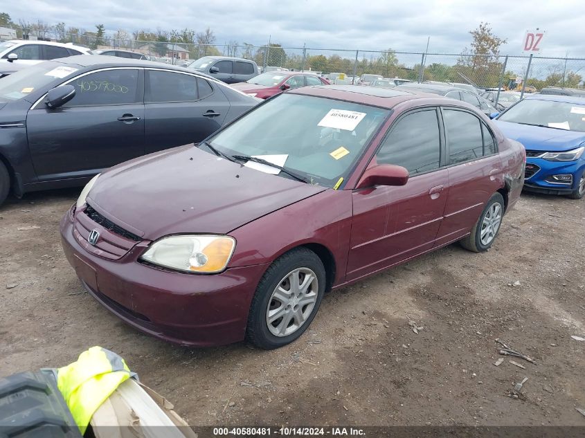 2003 Honda Civic Ex VIN: 2HGES26873H547132 Lot: 40580481