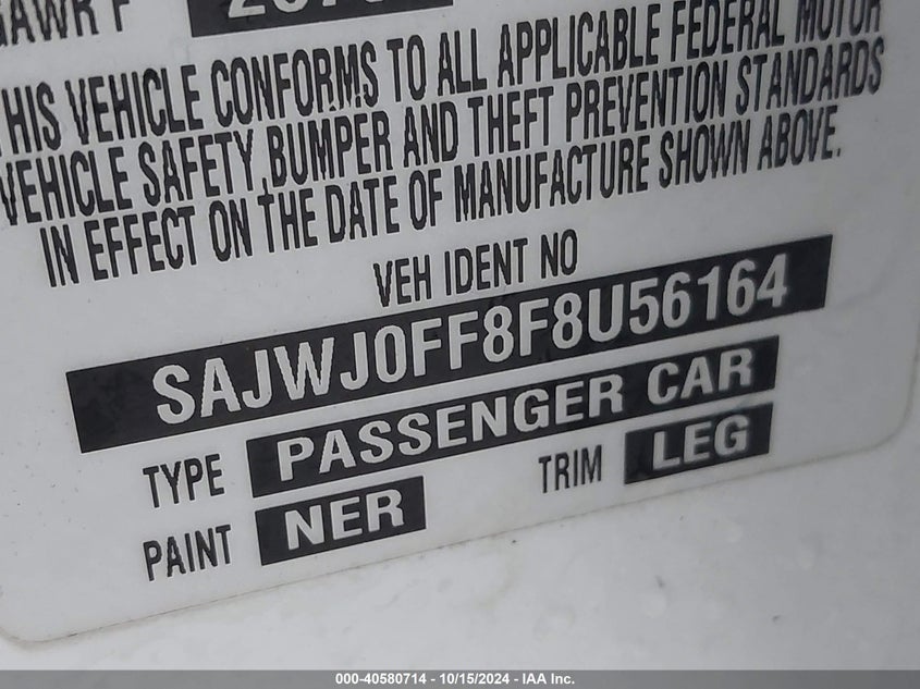 2015 JAGUAR XF 3.0 PORTFOLIO/3.0 SPORT - SAJWJ0FF8F8U56164