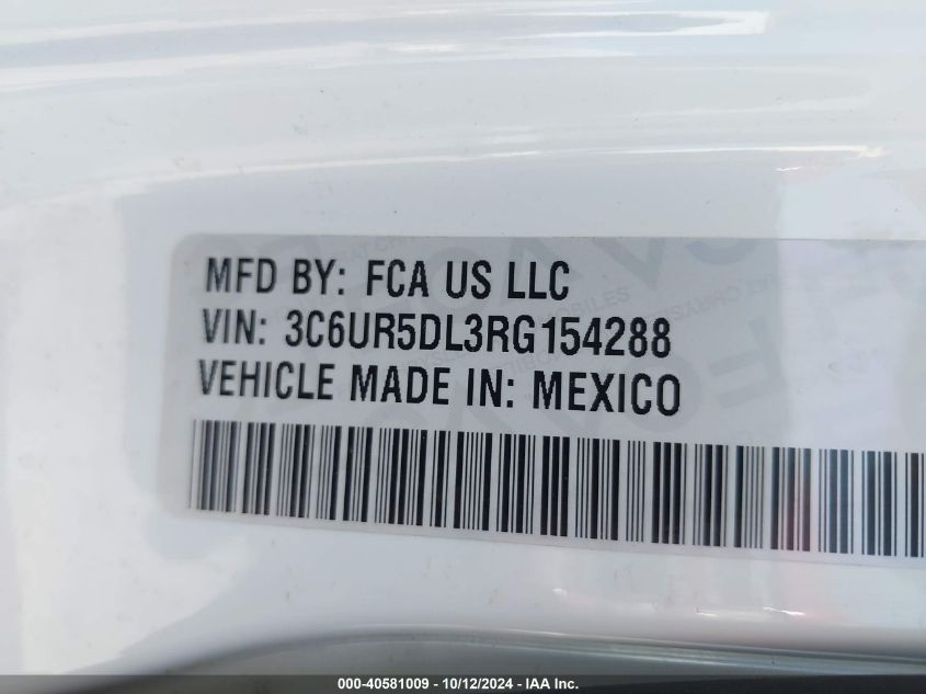 2024 Ram 2500 Big Horn VIN: 3C6UR5DL3RG154288 Lot: 40581009