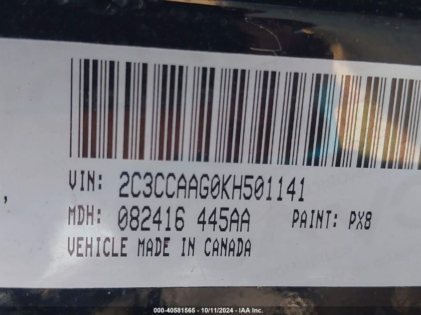 2C3CCAAG0KH501141 2019 Chrysler 300 Touring