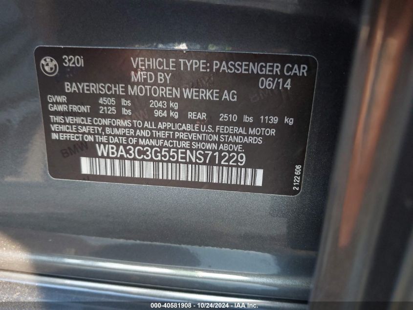 2014 BMW 320I XDRIVE - WBA3C3G55ENS71229