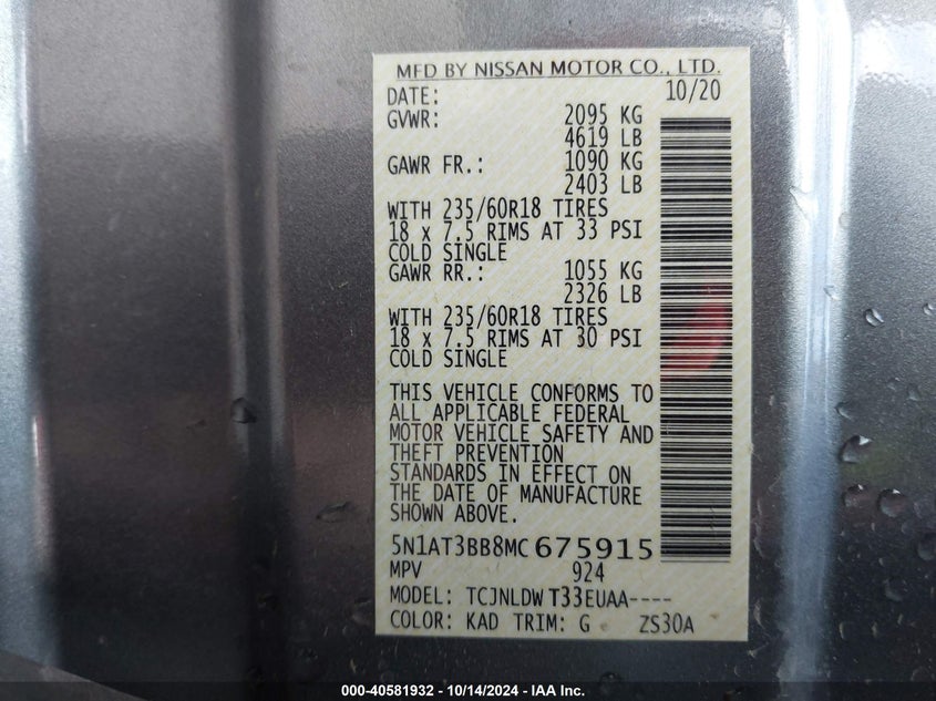 2021 NISSAN ROGUE SV INTELLIGENT AWD - 5N1AT3BB8MC675915