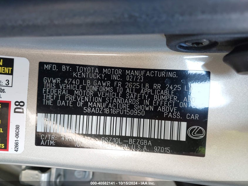 2023 LEXUS ES 350 - 58ADZ1B16PU150950