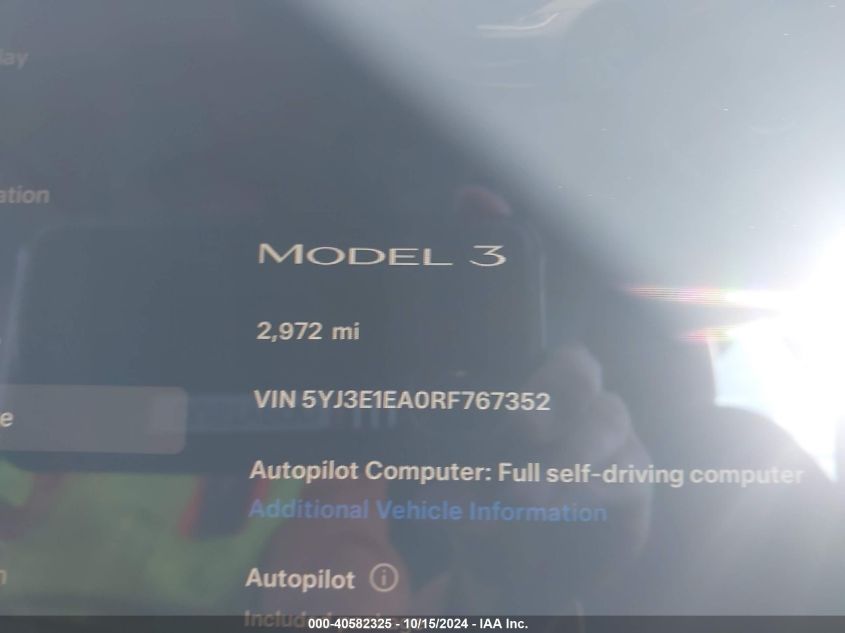 2024 TESLA MODEL 3 REAR-WHEEL DRIVE - 5YJ3E1EA0RF767352