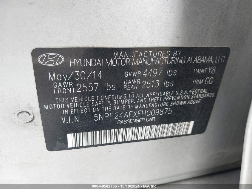 2015 HYUNDAI SONATA SE - 5NPE24AFXFH009875