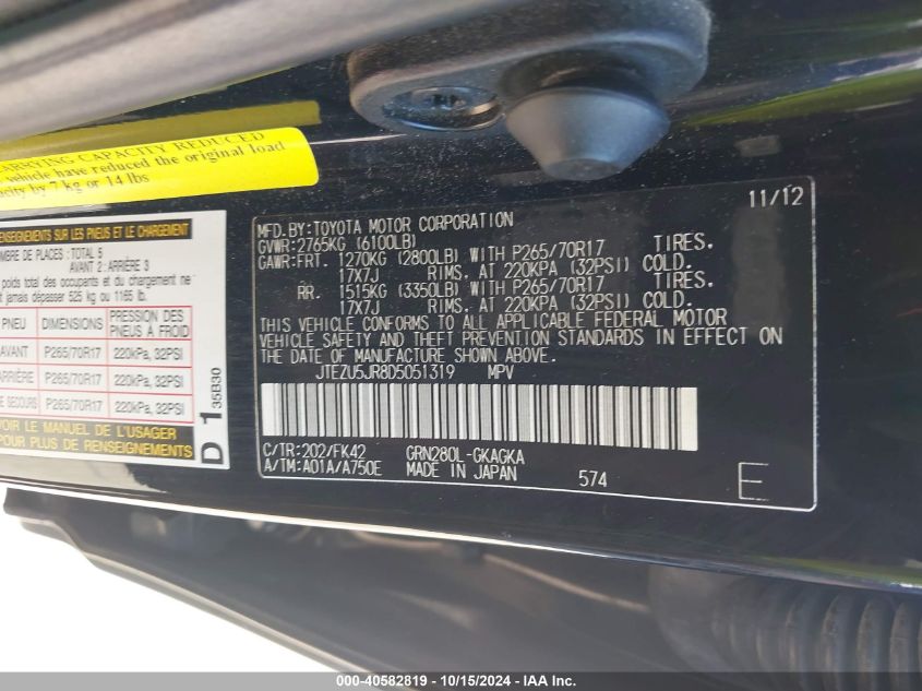 2013 TOYOTA 4RUNNER SR5 - JTEZU5JR8D5051319