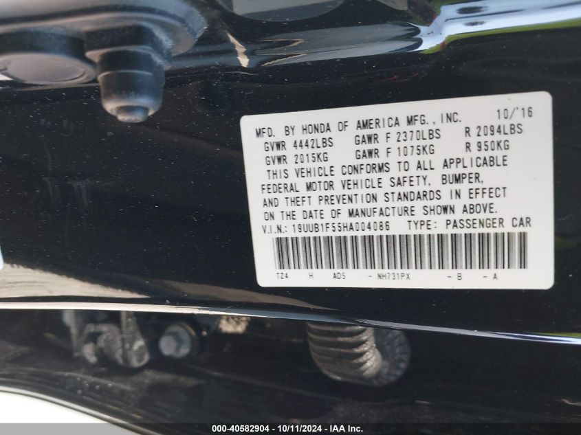 19UUB1F55HA004086 2017 Acura Tlx Tech