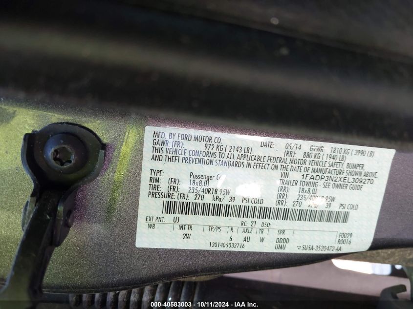 1FADP3N2XEL309270 2014 Ford Focus Titanium