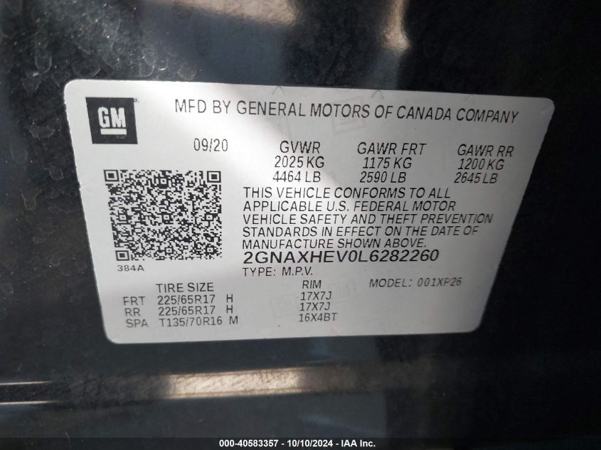 2020 CHEVROLET EQUINOX FWD LS - 2GNAXHEV0L6282260