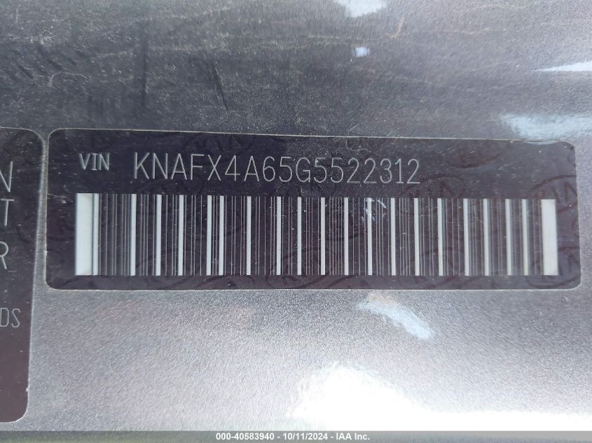 KNAFX4A65G5522312 2016 Kia Forte Lx