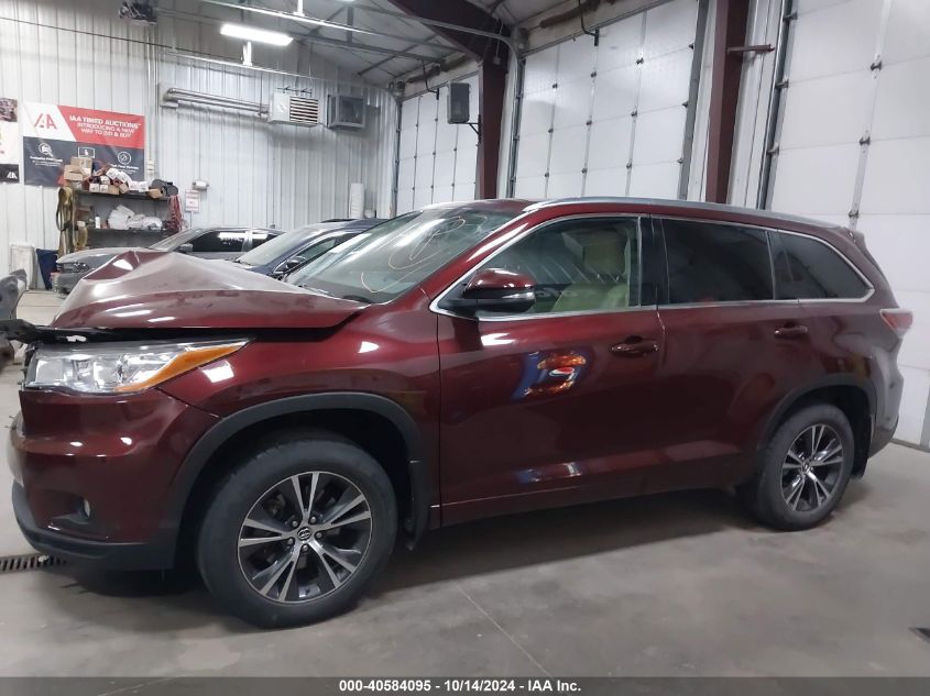 2016 Toyota Highlander Xle VIN: 5TDJKRFH9GS227890 Lot: 40584095