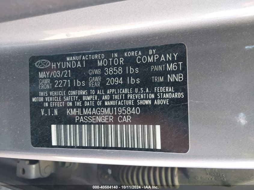 2021 HYUNDAI ELANTRA SEL - KMHLM4AG9MU195840