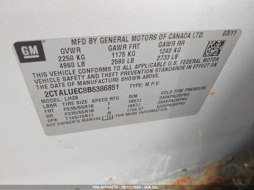 2CTALUEC8B6386851 2011 GMC Terrain Slt-1