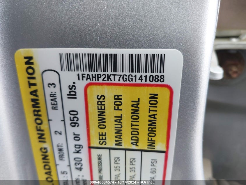 2016 FORD TAURUS SHO - 1FAHP2KT7GG141088