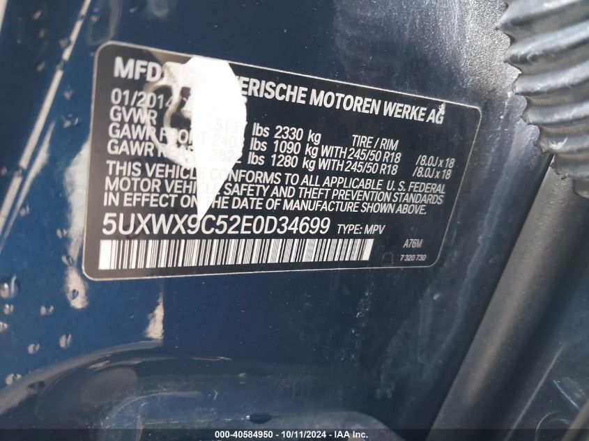 5UXWX9C52E0D34699 2014 BMW X3 xDrive28I