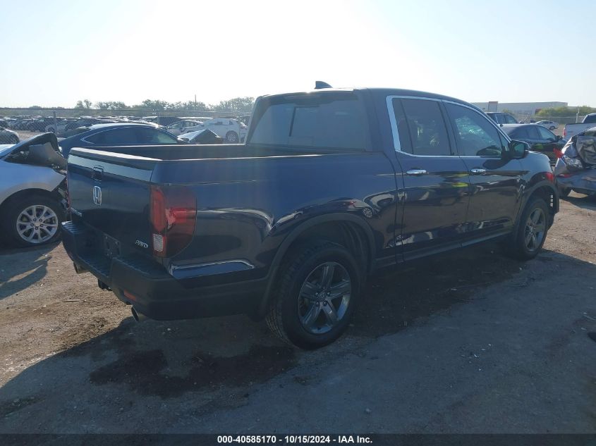 2022 Honda Ridgeline Rtl-E VIN: 5FPYK3F78NB004865 Lot: 40585170