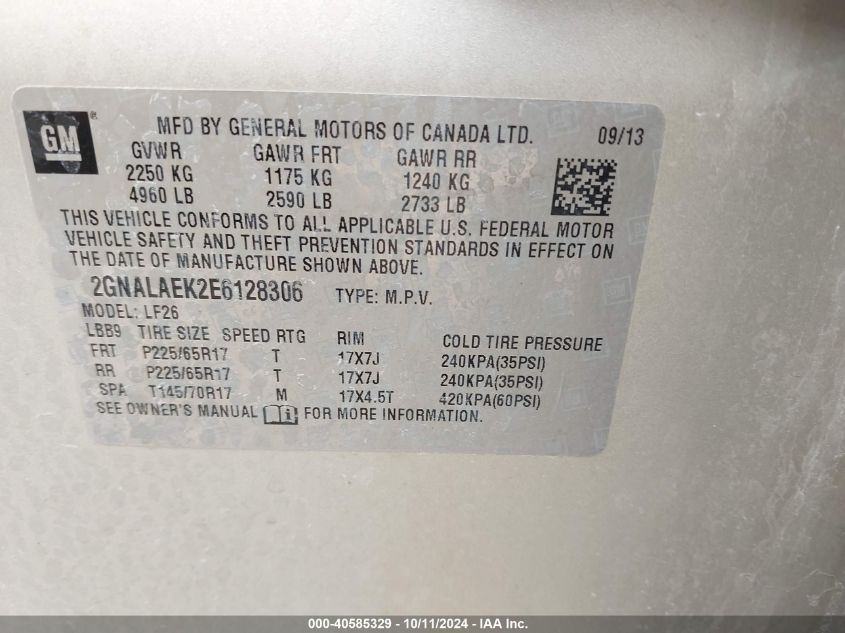 2GNALAEK2E6128306 2014 Chevrolet Equinox Ls