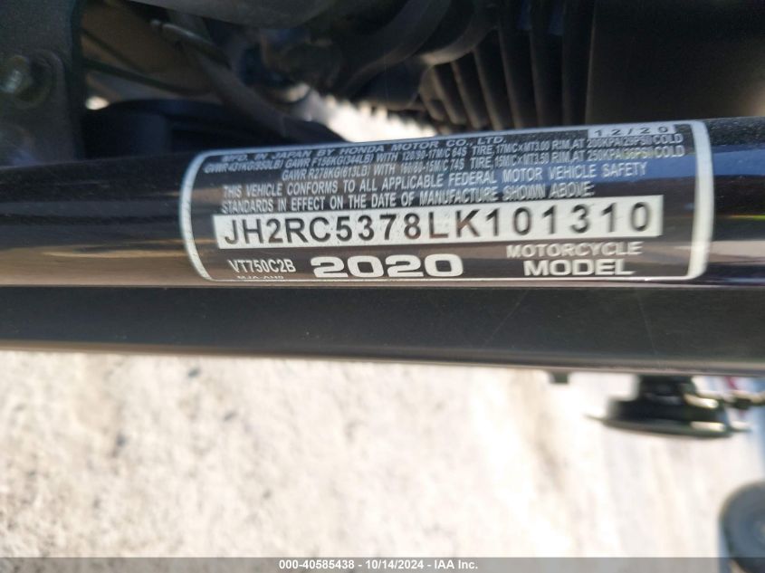 VIN JH2RC5378LK101310 2020 HONDA VT750 C2B