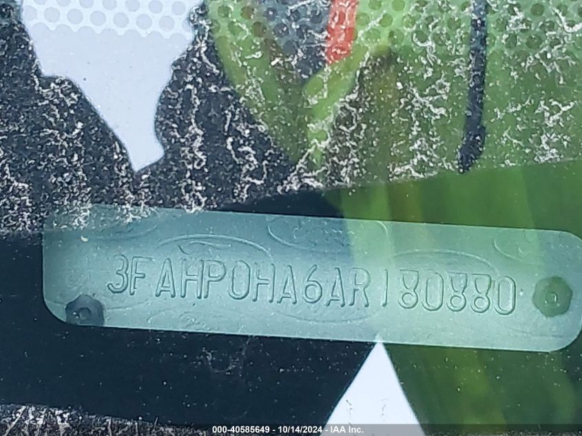 2010 Ford Fusion Se VIN: 3FAHP0HA6AR180880 Lot: 40585649