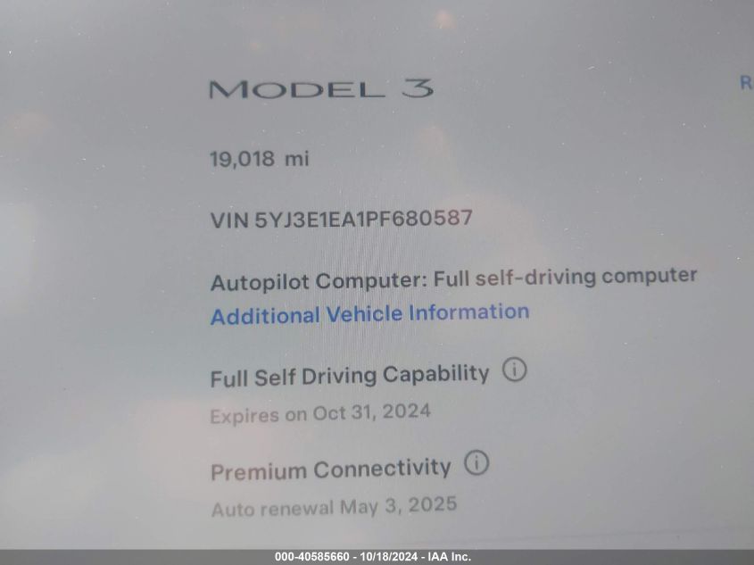 2023 TESLA MODEL 3 - 5YJ3E1EA1PF680587