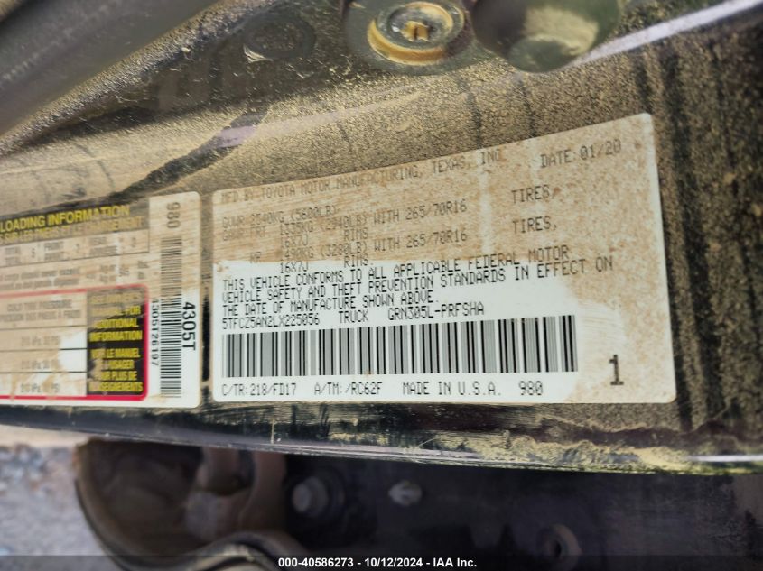 2020 Toyota Tacoma Trd Off-Road VIN: 5TFCZ5AN2LX225056 Lot: 40586273