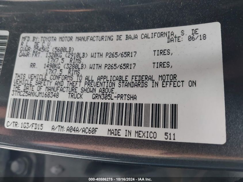 2018 TOYOTA TACOMA TRD SPORT - 3TMCZ5ANXJM168348