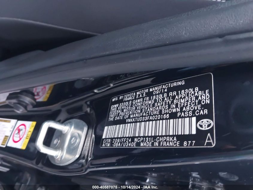 2015 Toyota Yaris Se VIN: VNKKTUD33FA020166 Lot: 40587075