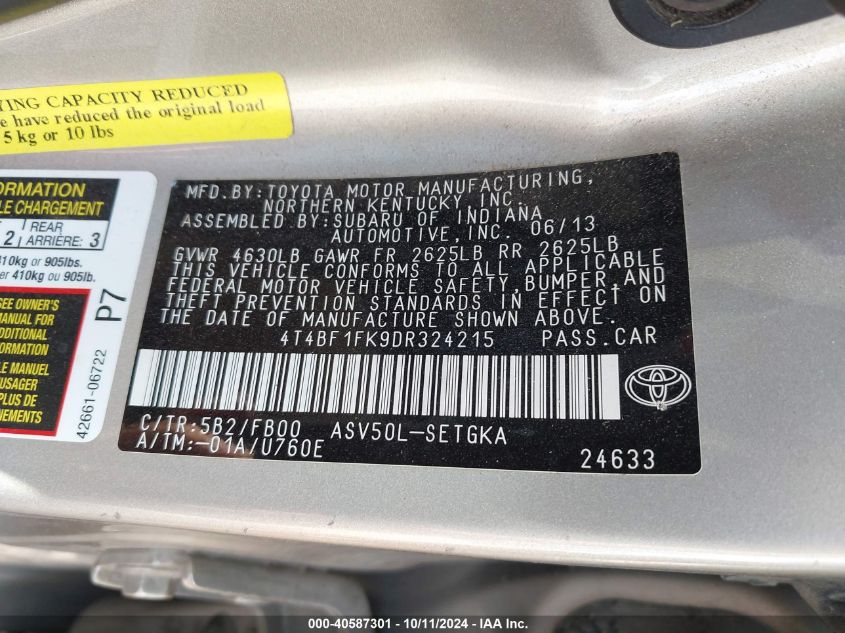 4T4BF1FK9DR324215 2013 Toyota Camry Xle