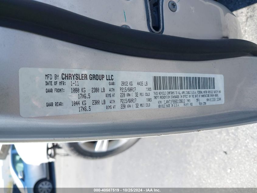 2011 Jeep Compass VIN: 1J4NT1FB9BD139612 Lot: 40587519