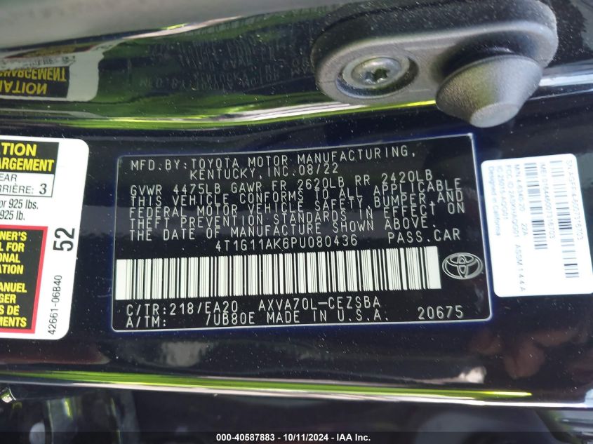 4T1G11AK6PU080436 2023 Toyota Camry Se