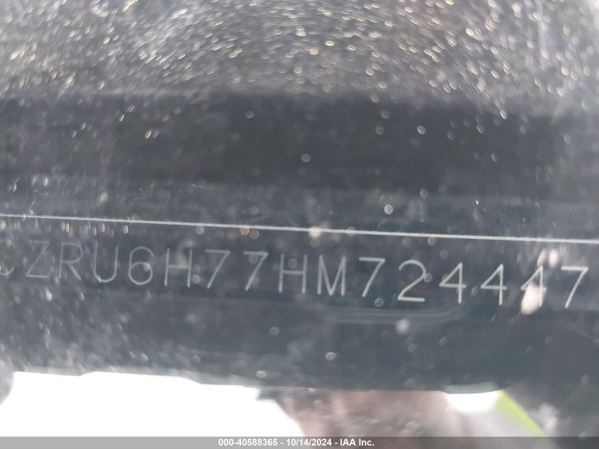2017 Honda Hr-V Ex-L VIN: 3CZRU6H77HM724447 Lot: 40588365