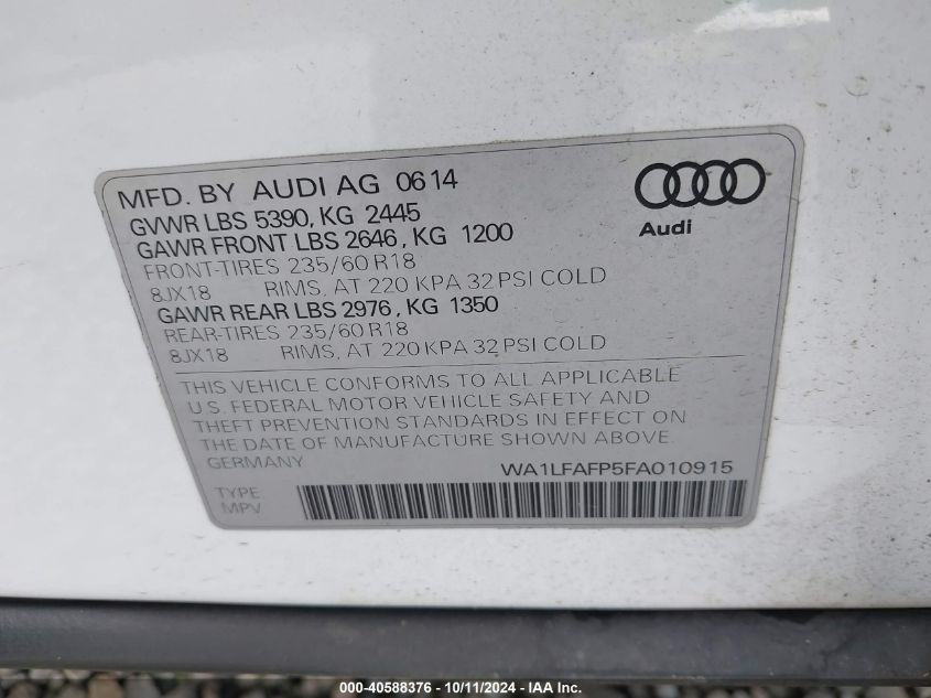 WA1LFAFP5FA010915 2015 Audi Q5 2.0T Premium