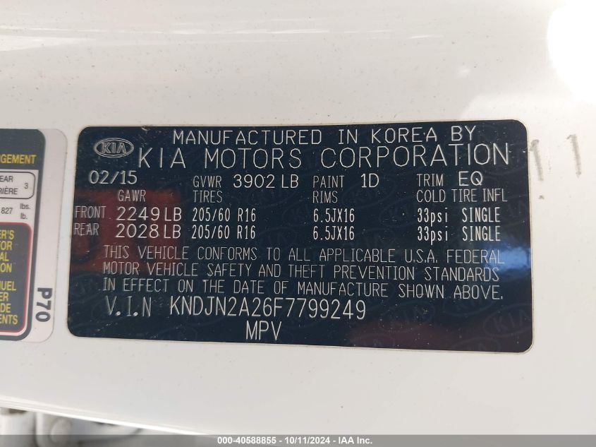 KNDJN2A26F7799249 2015 Kia Soul