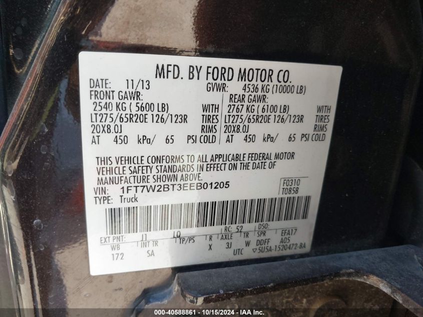 VIN 1FT7W2BT3EEB01205 2014 FORD F-250 no.9