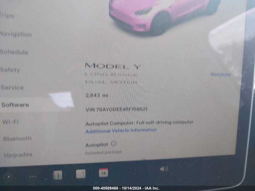 2024 Tesla Model Y VIN: 7SAYGDEE4RF159521 Lot: 40589468