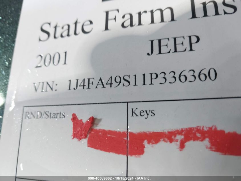 2001 Jeep Wrangler Sport VIN: 1J4FA49S11P336360 Lot: 40589662