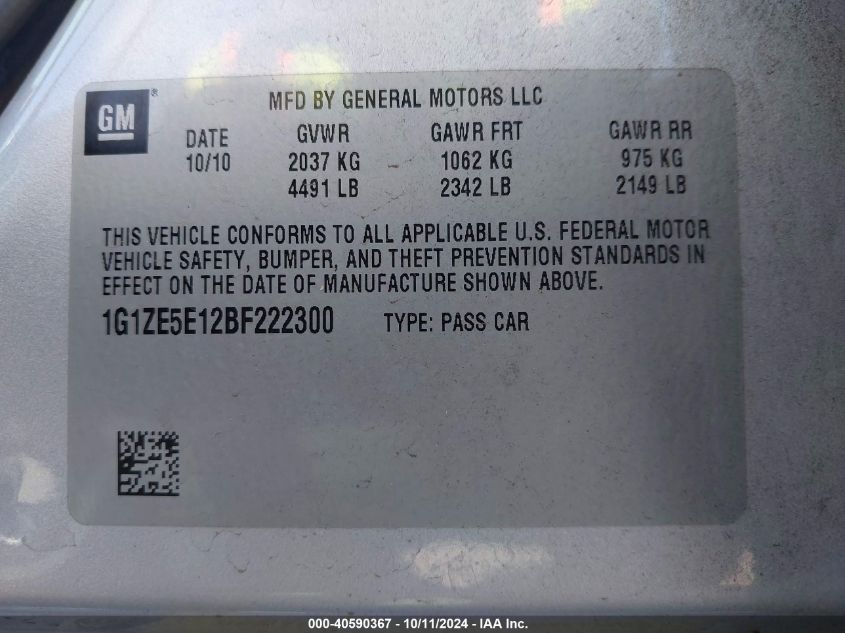 1G1ZE5E12BF222300 2011 Chevrolet Malibu Ltz