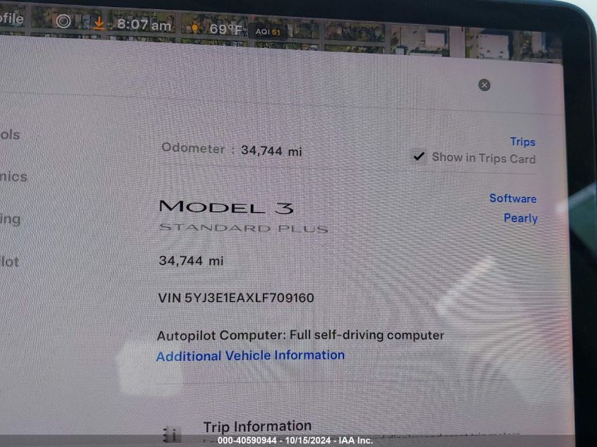 2020 Tesla Model 3 Standard Range Plus Rear-Wheel Drive/Standard Range Rear-Wheel Drive VIN: 5YJ3E1EAXLF709160 Lot: 40590944