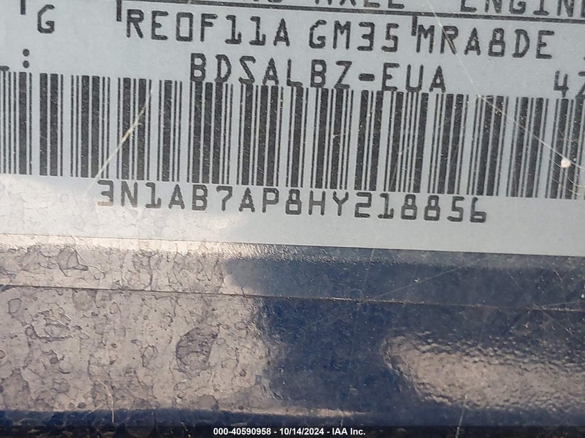 2017 Nissan Sentra S VIN: 3N1AB7AP8HY218856 Lot: 40590958