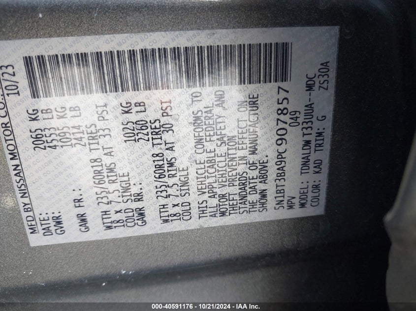 2023 NISSAN ROGUE SV FWD - 5N1BT3BA9PC907857