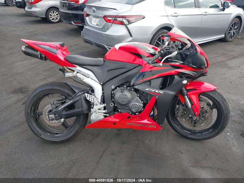 2008 Honda Cbr600 Rr VIN: JH2PC401X8M100186 Lot: 40591526